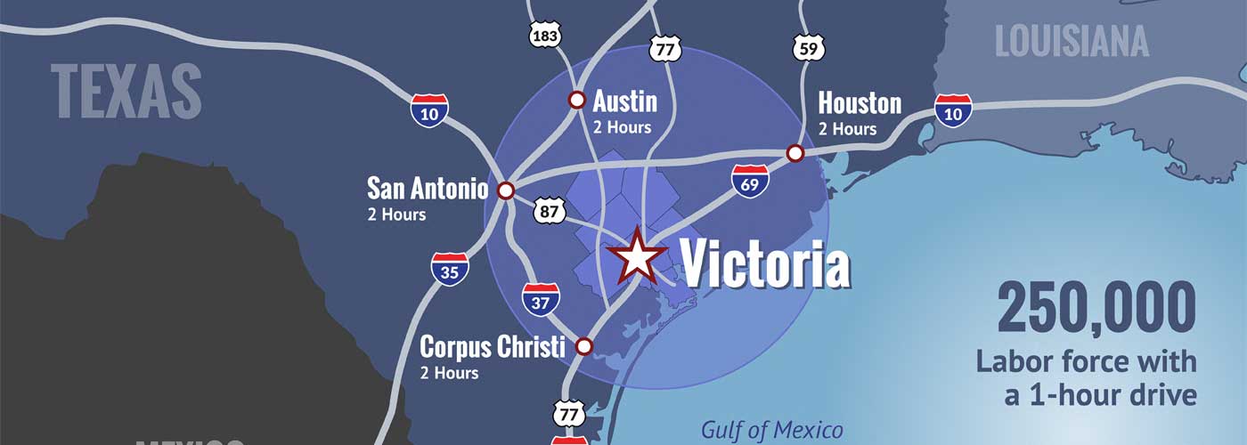 texas map highlighting victoria, tx
